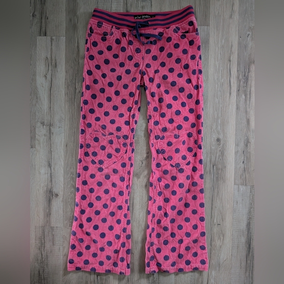 Mini Boden Other - Mini Boden Pink and Blue Polka Dot Corduroy Heart Knee Pants, 12Y (Y1)